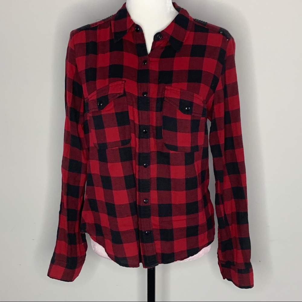 Red plaid flannel shirt